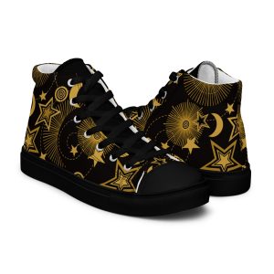 Starry Night High Top Canvas Shoes: Gold Moon