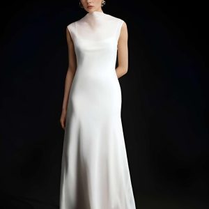 Ivory Silk Midi Dress Bridesmaid Slip Simple Wedding