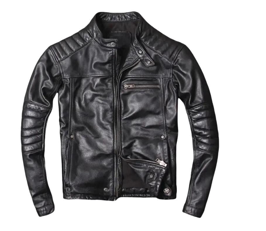 Cafe Racer Sheepskin Leather Jacket: Moto Biker Style Cafe Racer Sheepskin Leather Jacket: Moto Biker Style