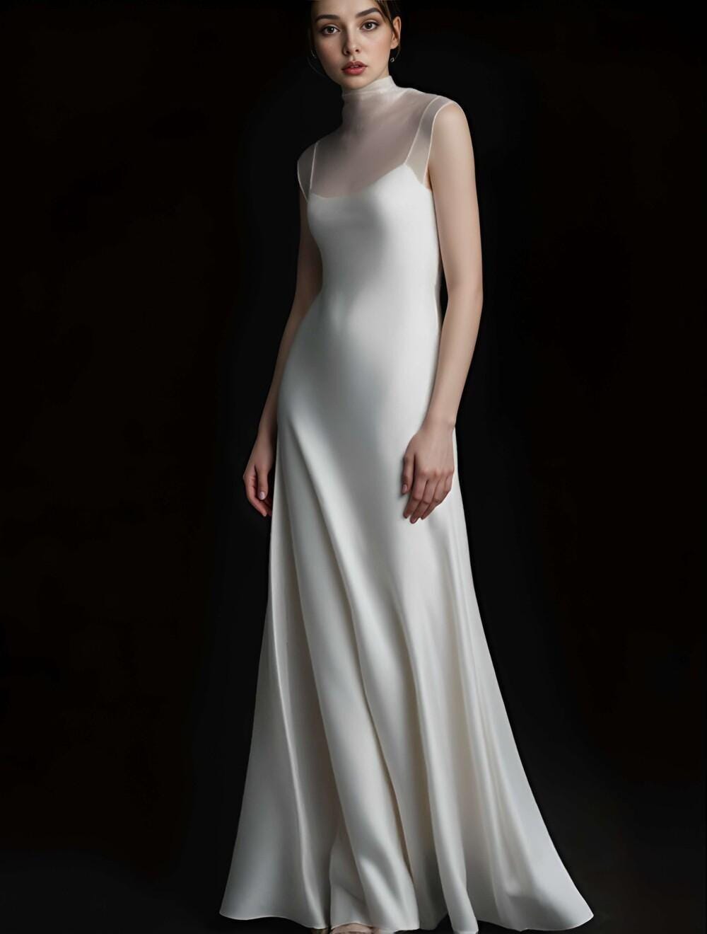 Ivory Silk Midi Dress Bridesmaid Slip Simple Wedding Ivory Silk Midi Dress Bridesmaid Slip Simple Wedding